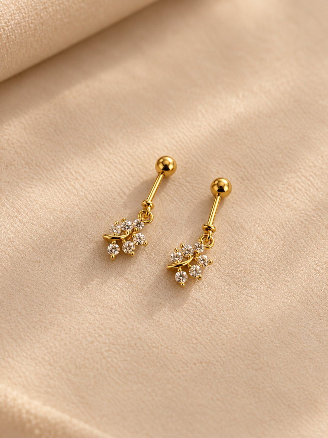 Golden Bugadi Ball Back Earrings