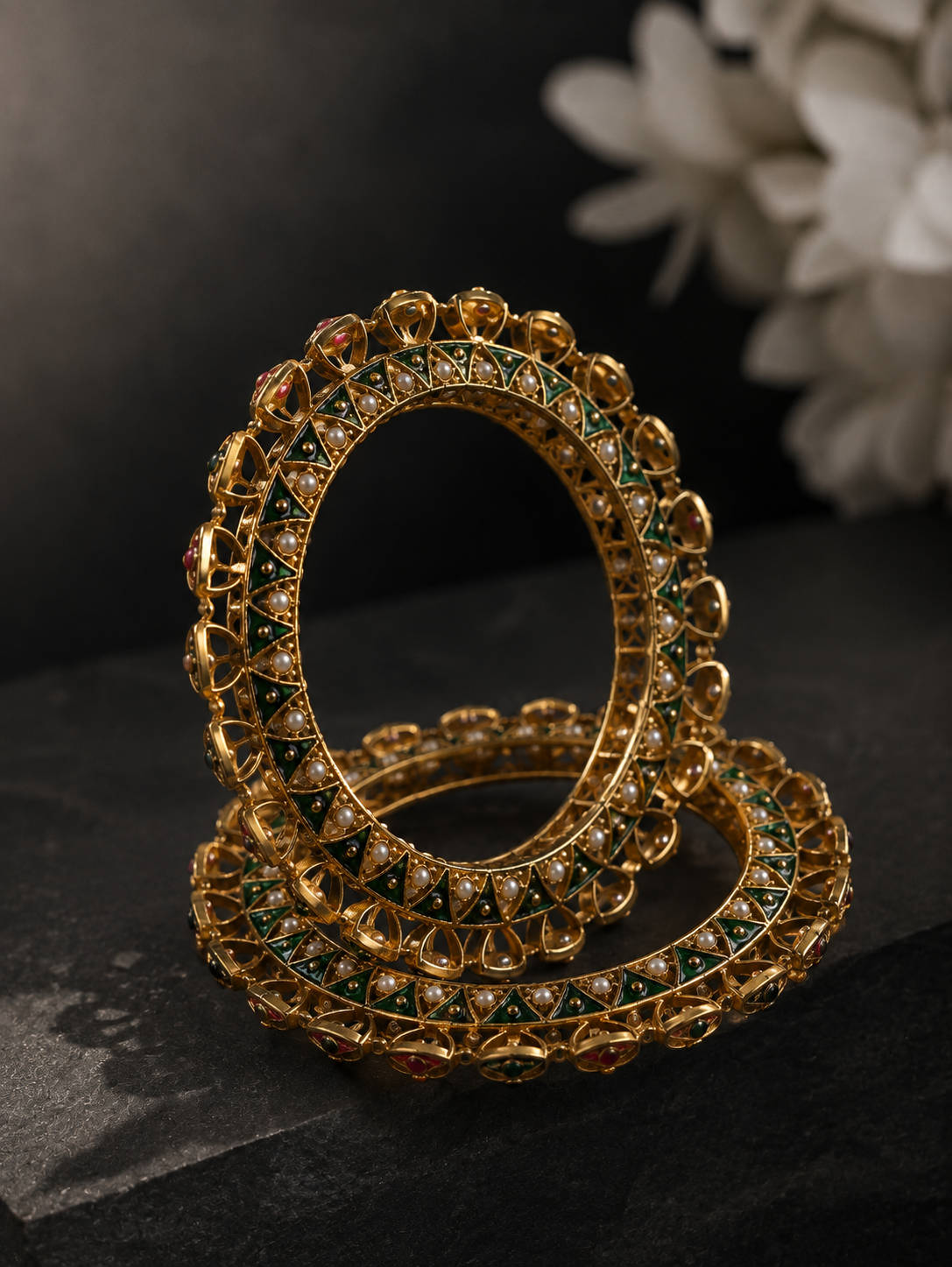 Royal Pearl beaded Bangdi Bangles