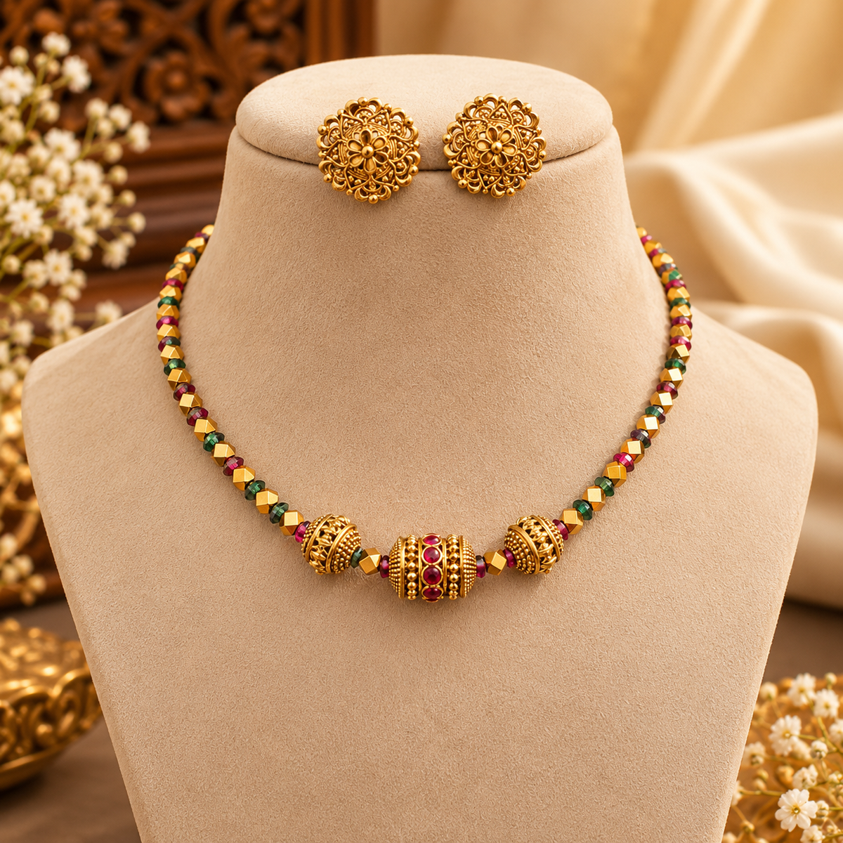 Ashtapailu Mutli Colour Kanthi With Studs