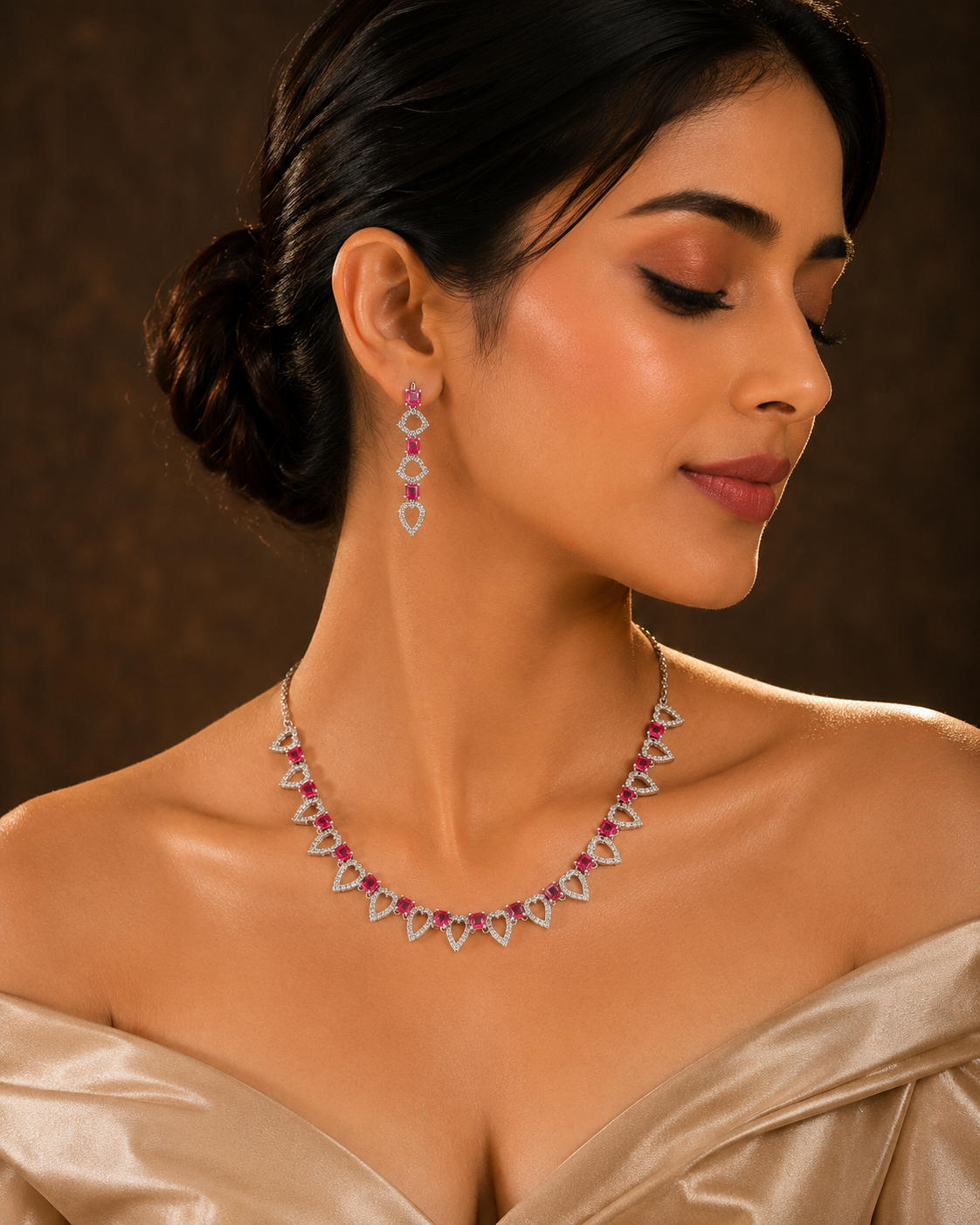 Luxury Ruby Red Ad Necklace