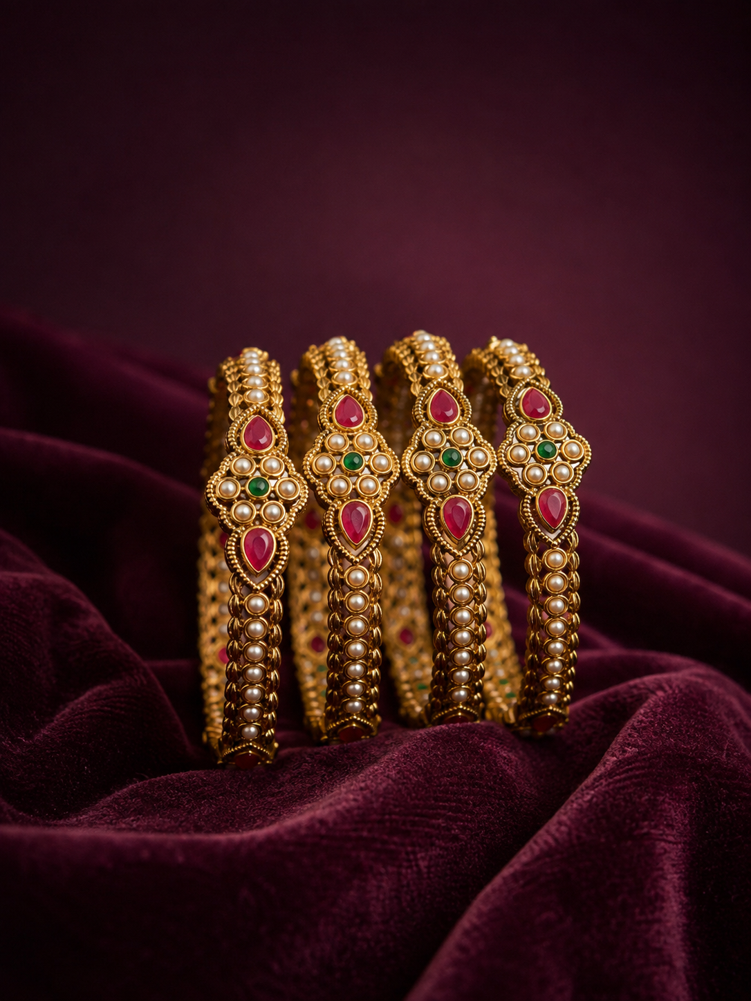 Royal Rajwadi Pearl bangles ( set of 4 )