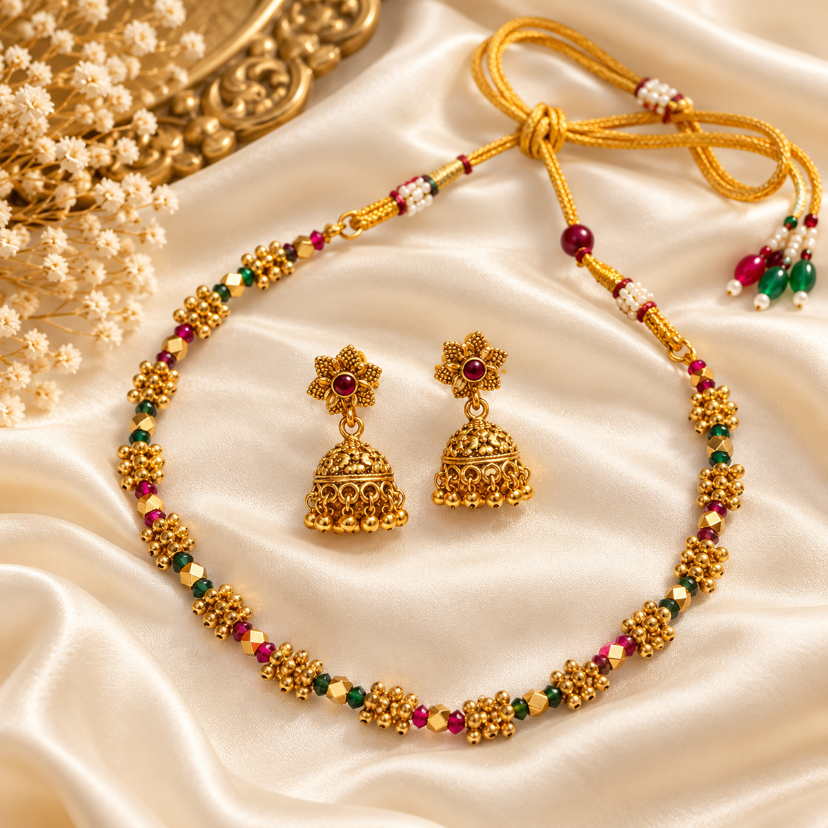 Ashtapailu Multi Kanthi Necklace With Studs