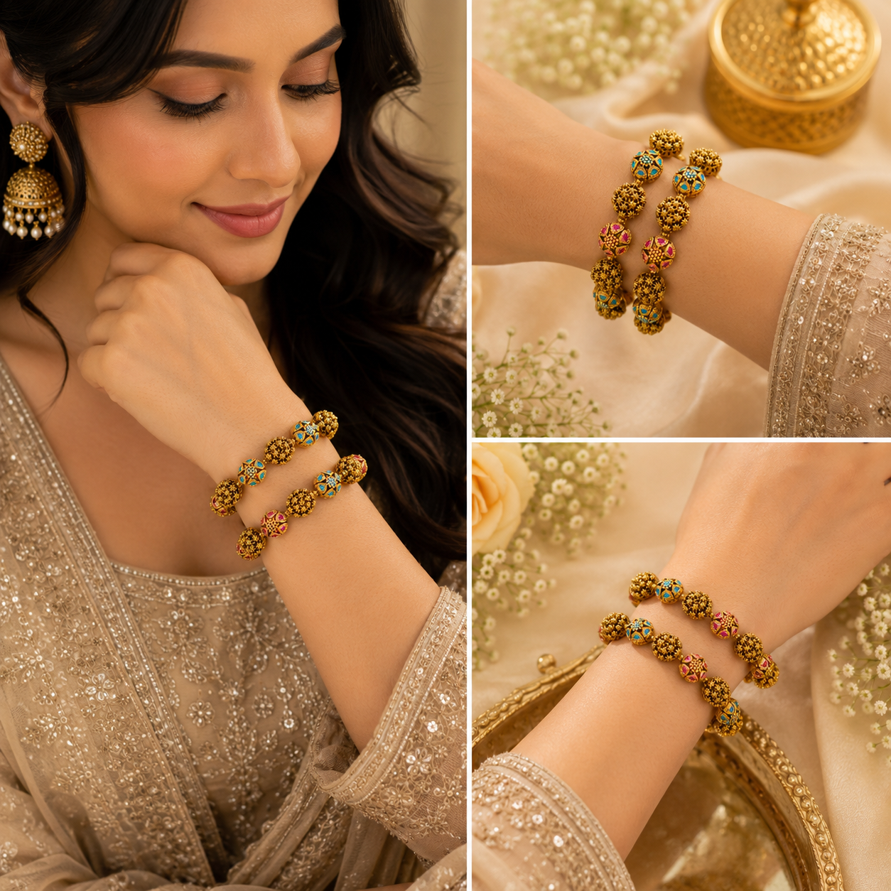 Royal Antique Meenakari Gajra Bangle Set (pair)