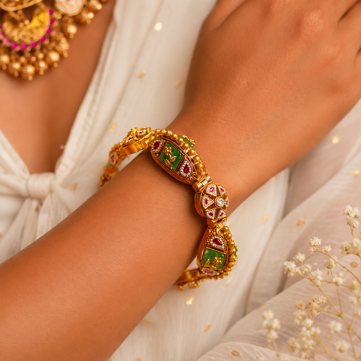 Royal Antique Meenakari Gajra Bangle Set (pair)