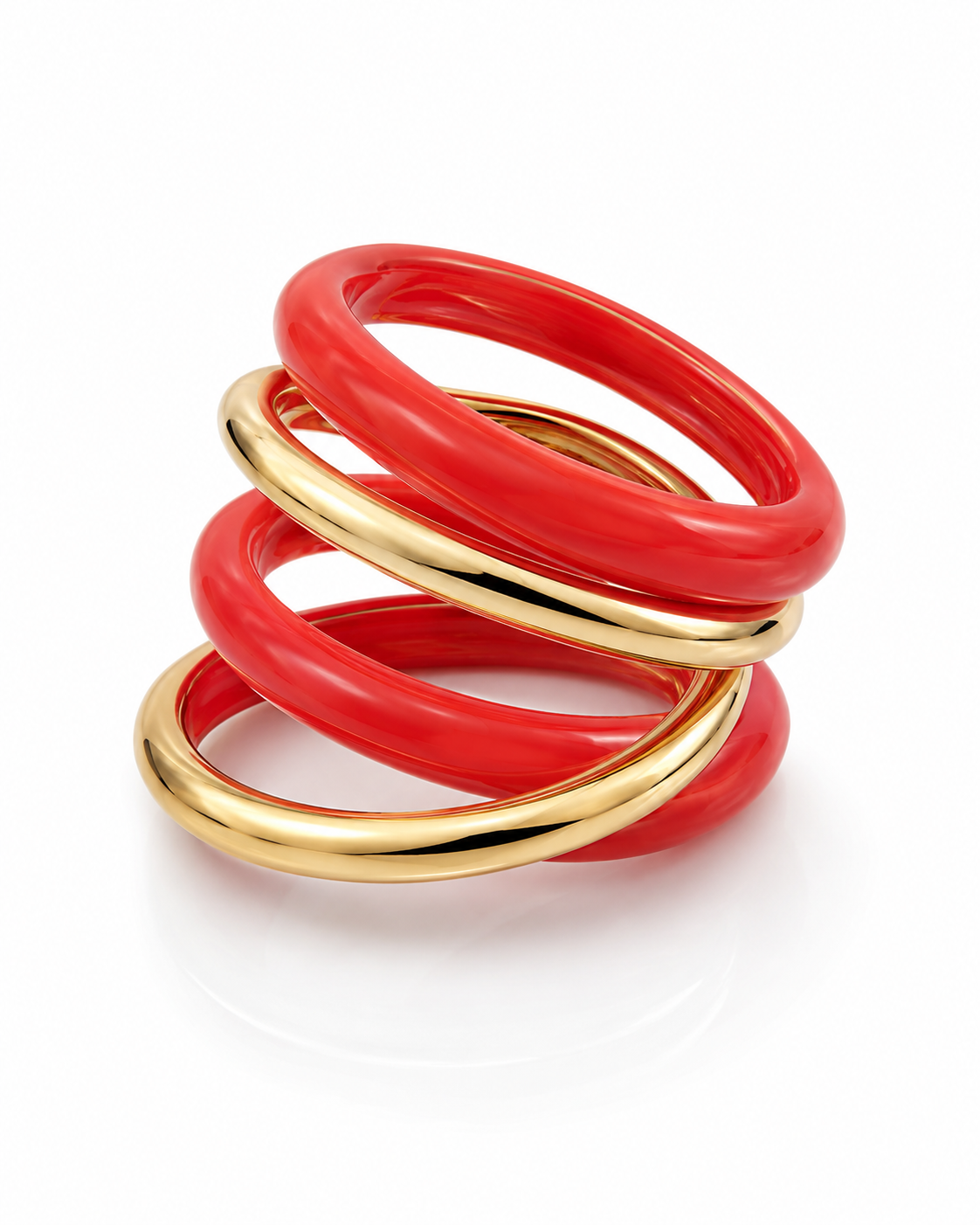 Chunky Resin And Gold Stack Bracelet