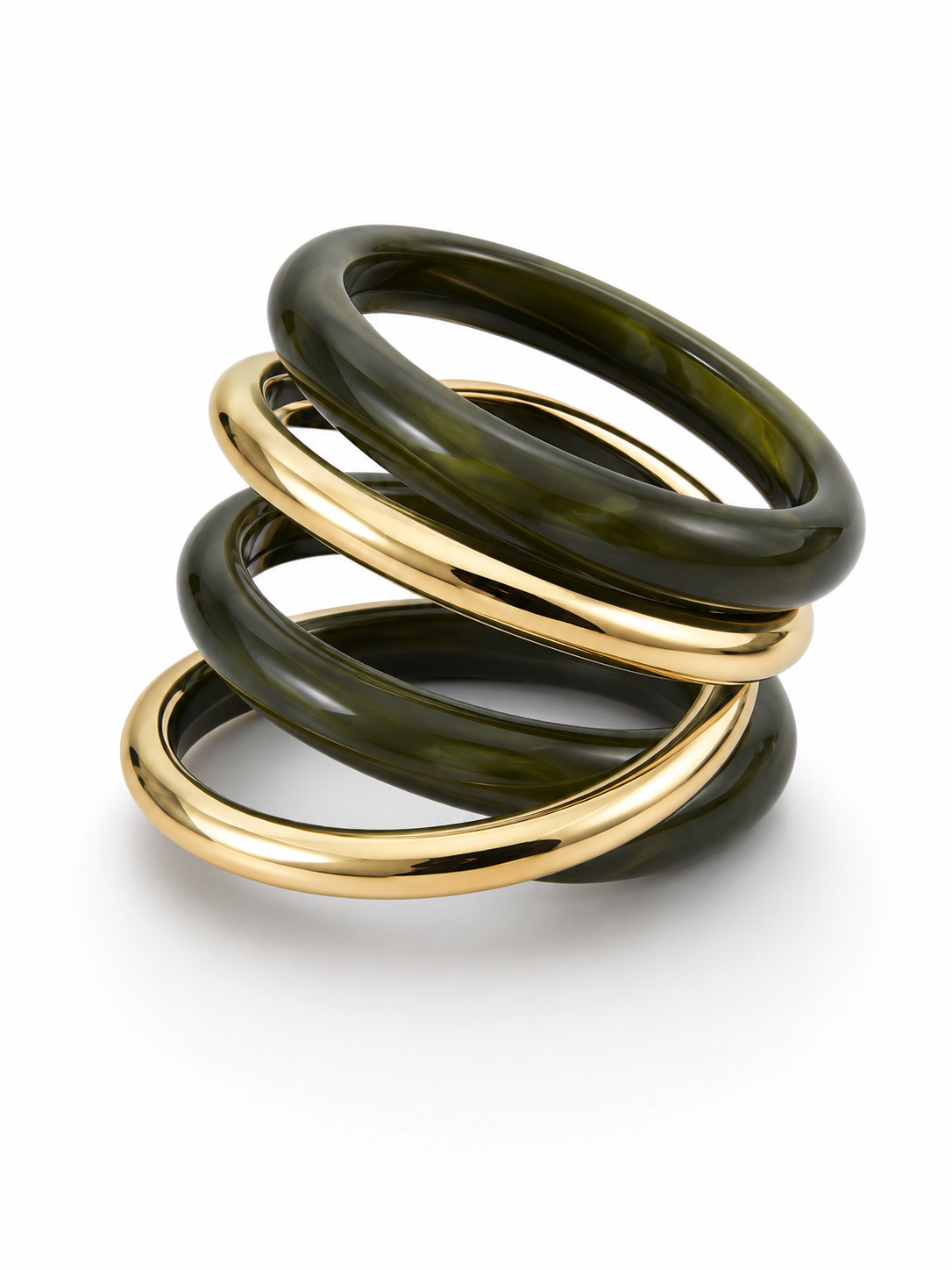 Chunky Resin And Gold Stack Bracelet
