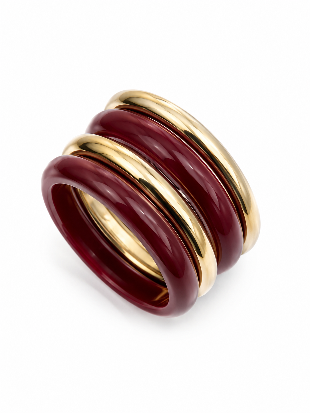 Chunky Resin and Gold Stack Bracelet