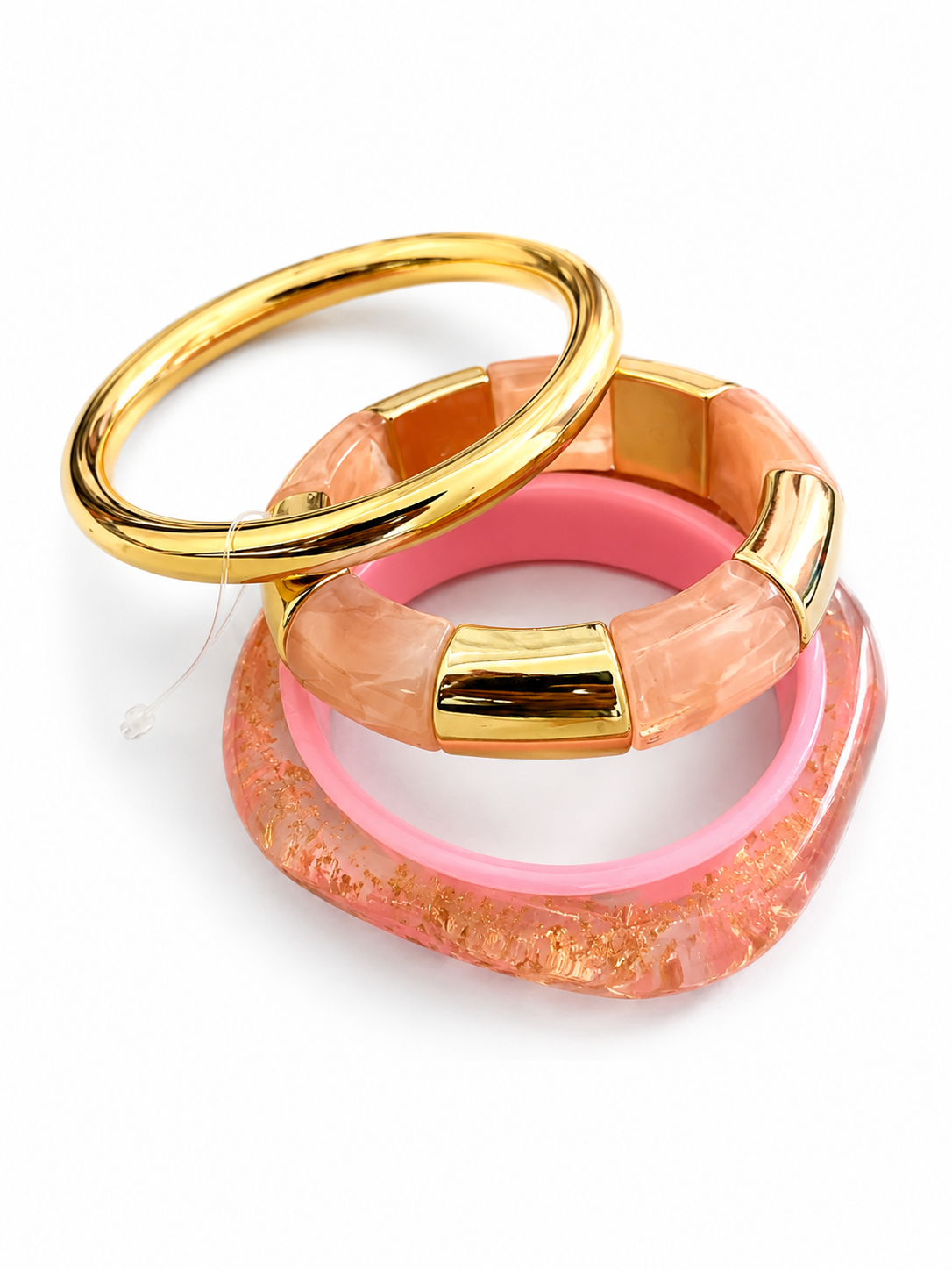 Chunky Resin and Gold stack Bracelet