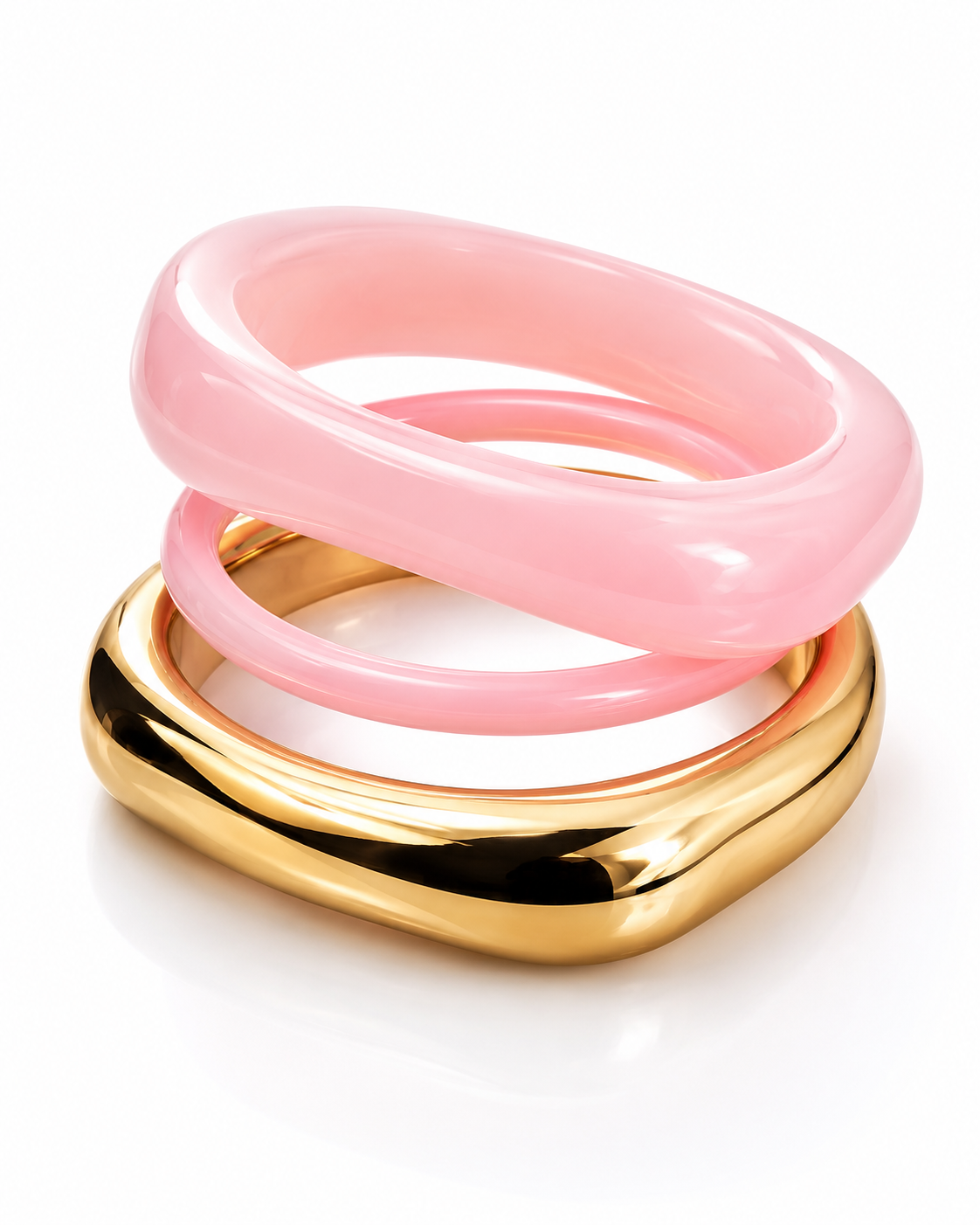 Chunky Resin and Gold Stack Bracelet