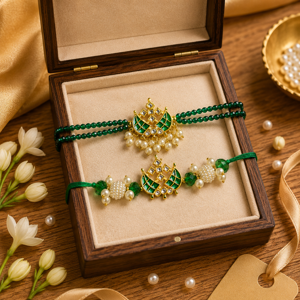 Crystal Kundan combo Rakhi