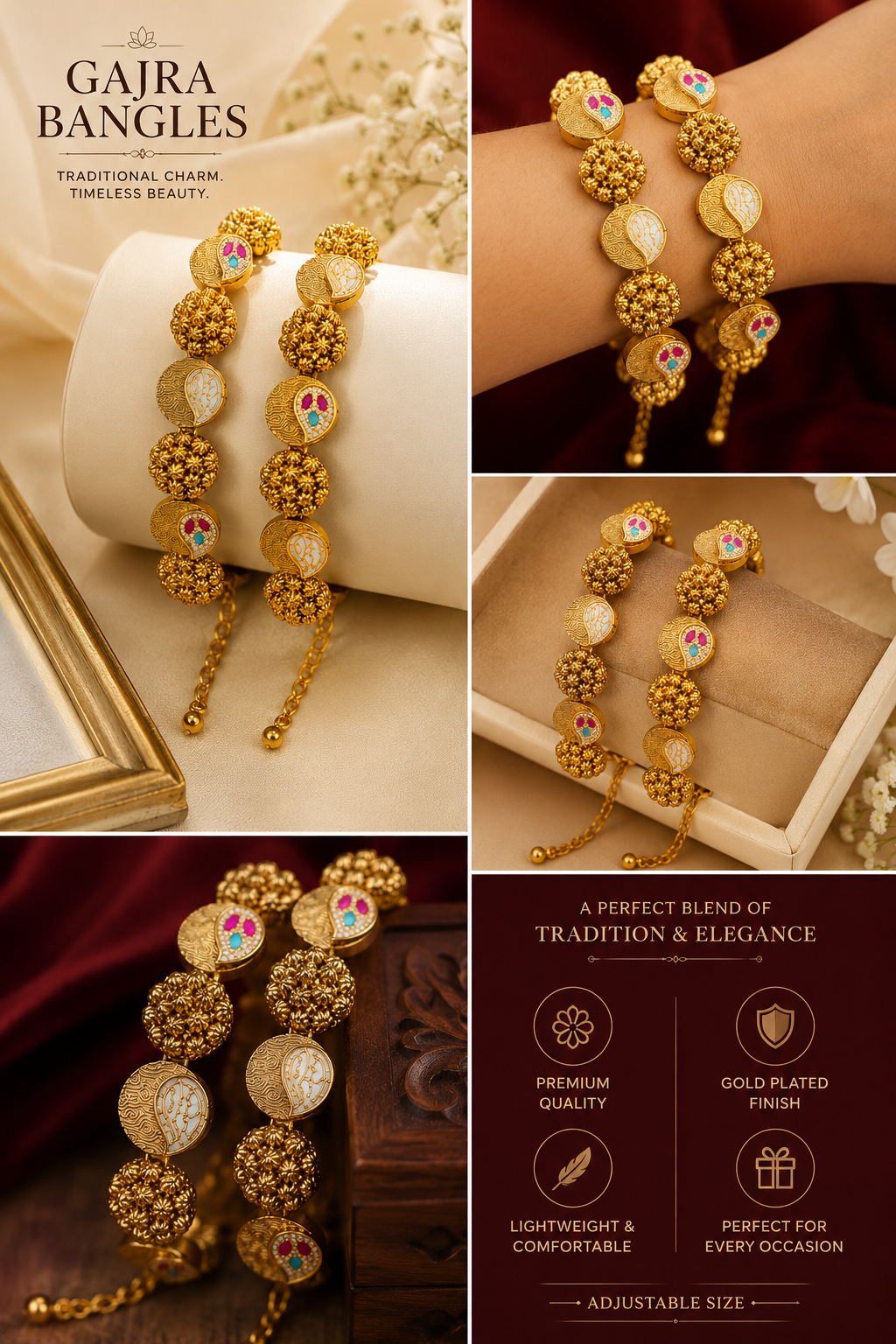 Royal Antique Meenakari Gajra Bangle Set (pair)