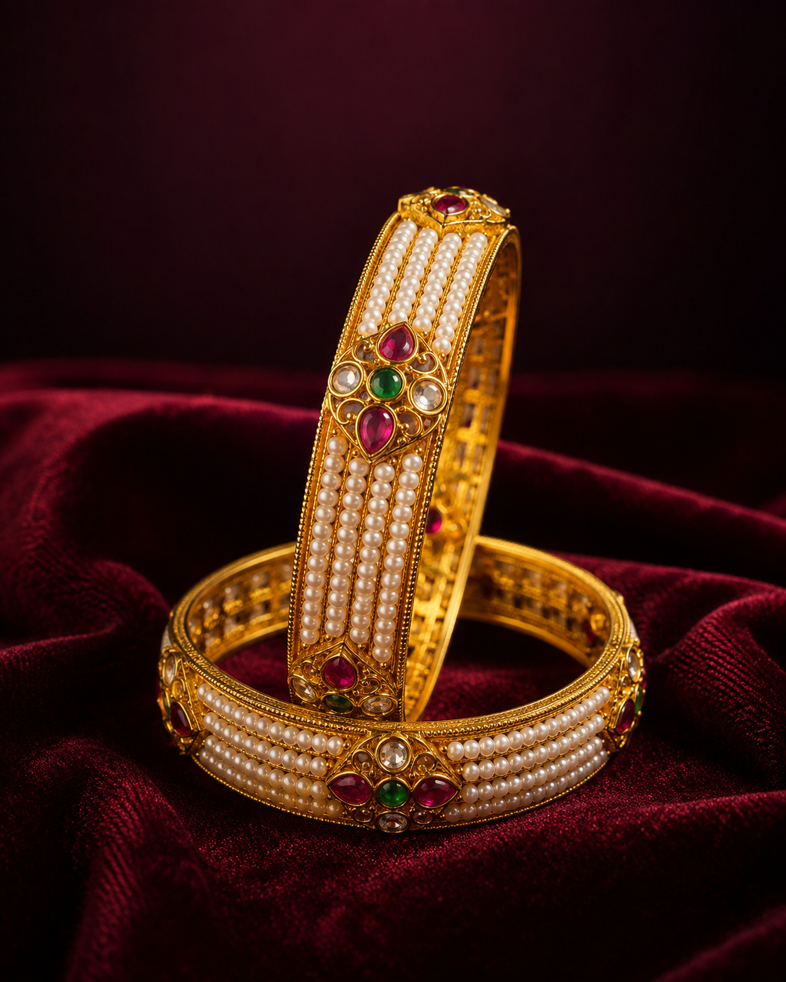 Royal Rajwadi Pearl Bangles (set of 2 )
