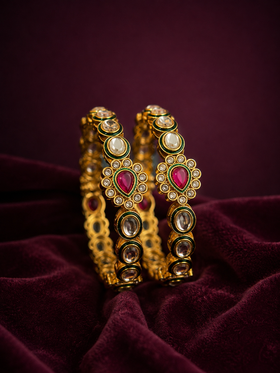 Royal Kundan Rajwadi bangles ( set of 2 )