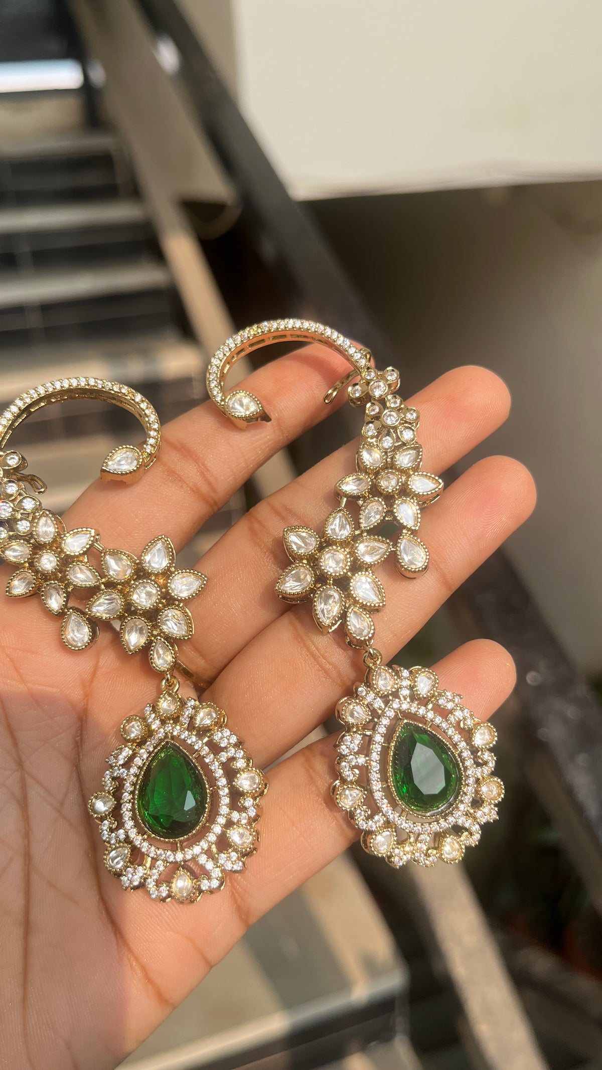 Emerald Royale Crystal Ear Cuffs