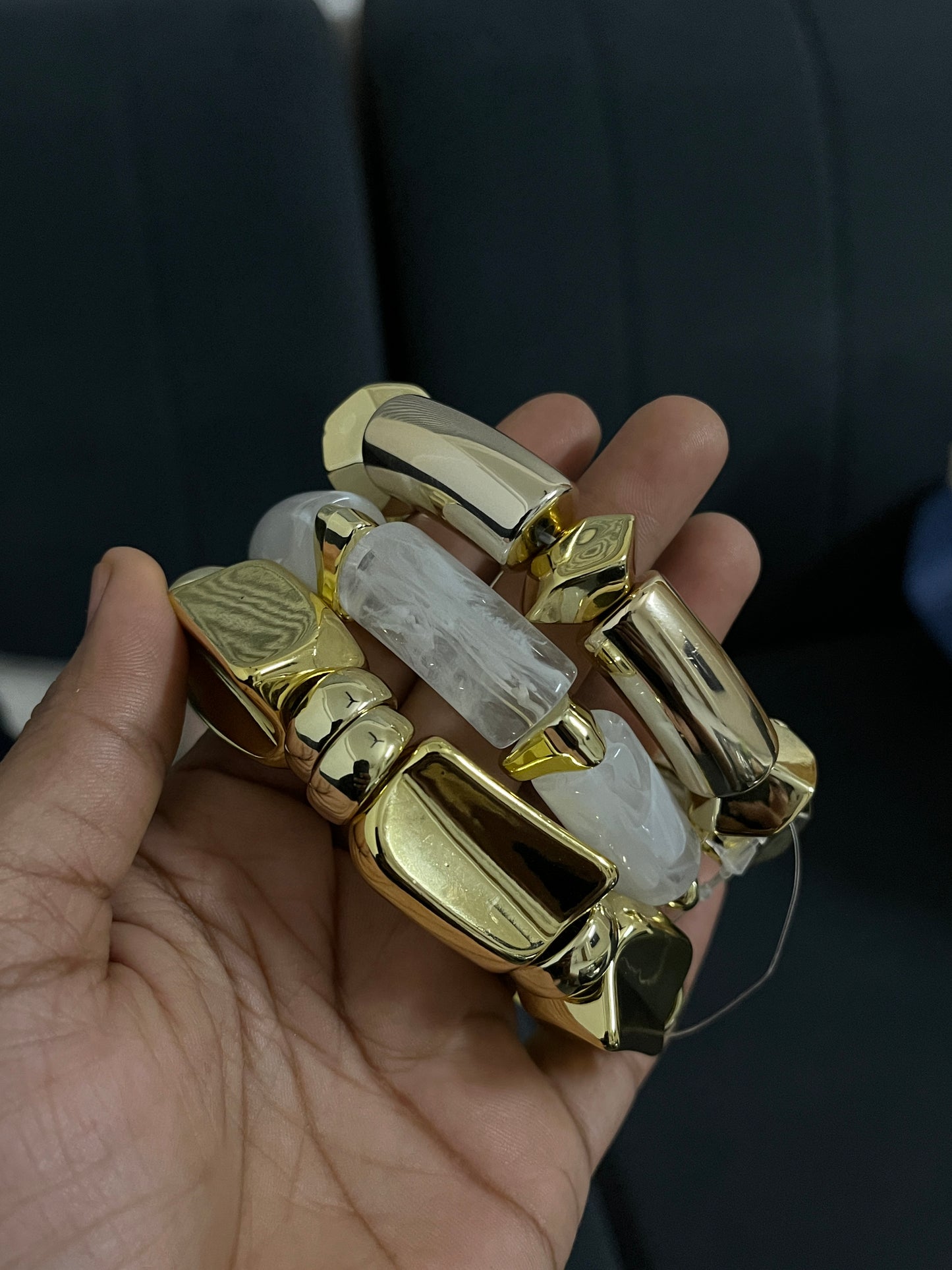 Chunky Resin and Gold stack Bracelet