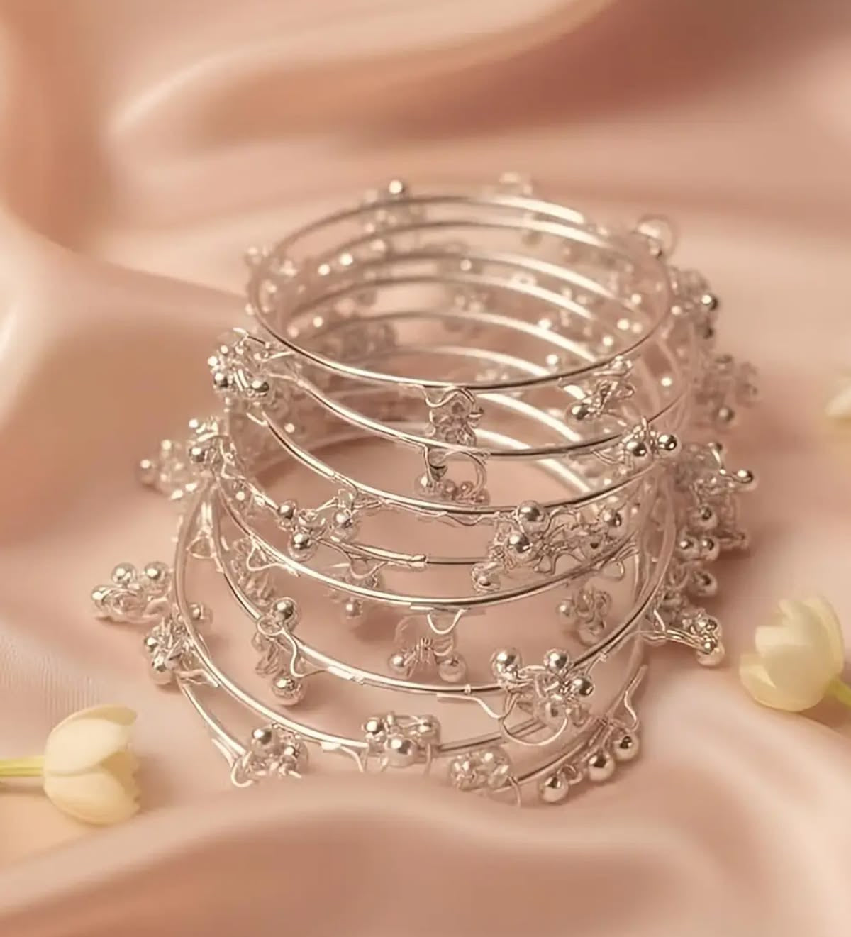 Kashmiri Silver Bangles set of 8 bangles