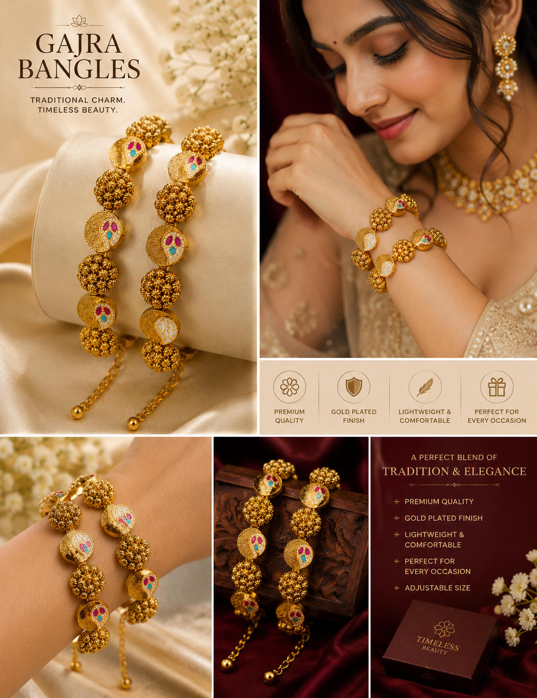 Royal Antique Meenakari Gajra Bangles {Pair}
