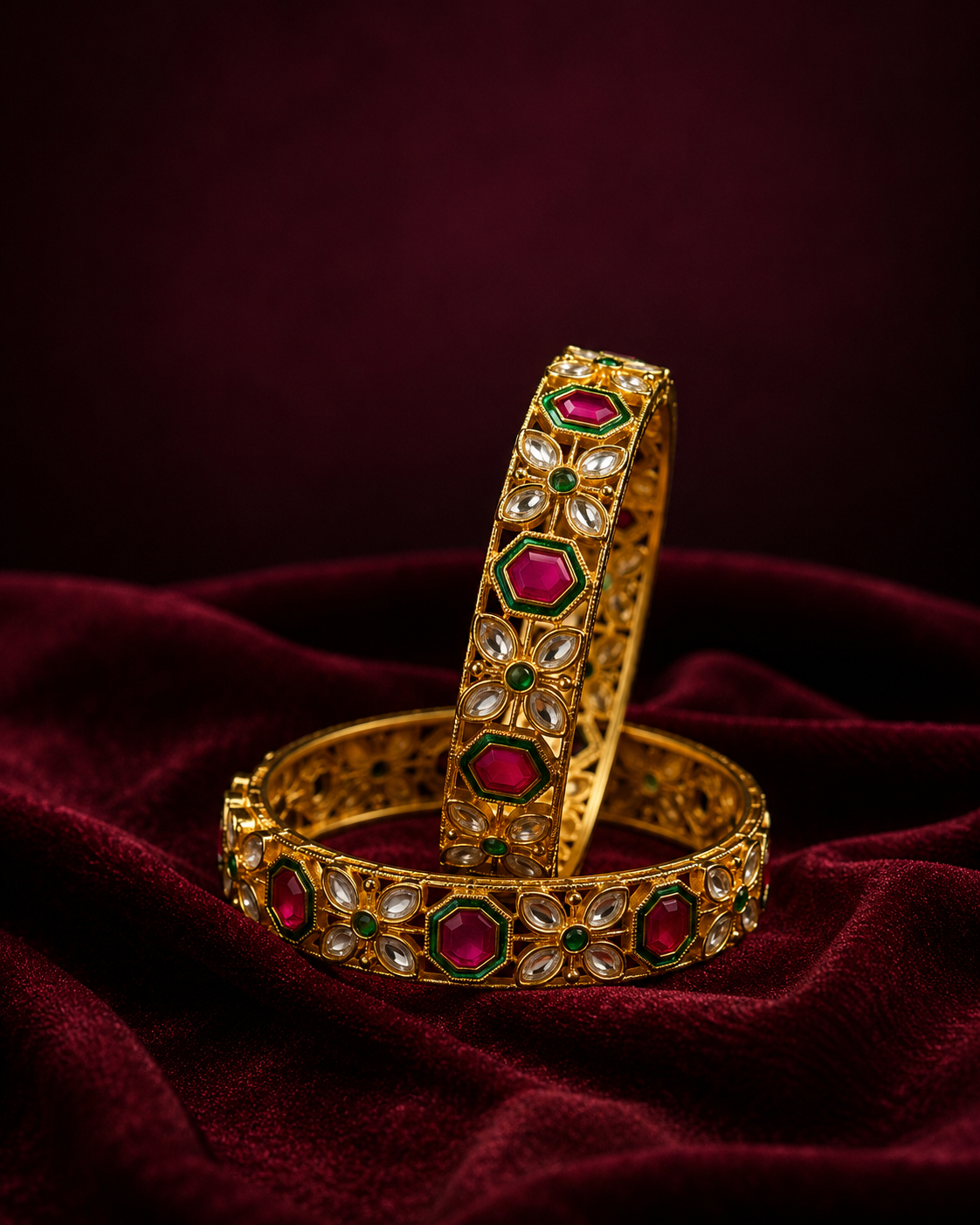 Royal Kundan Rajwadi Bangles (Set OF 2 )