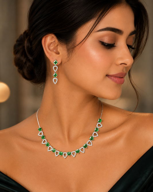 Luxury Minimal Green Ad necklace Set