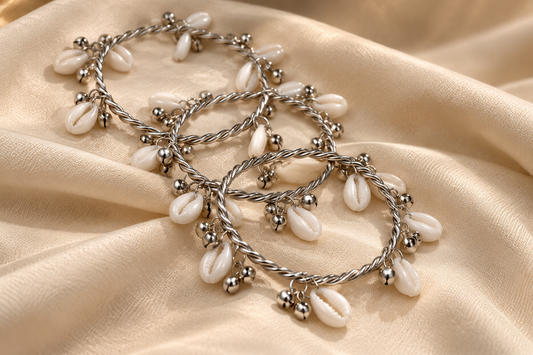 Oxidised Shells Bangles ( 4 pieces )