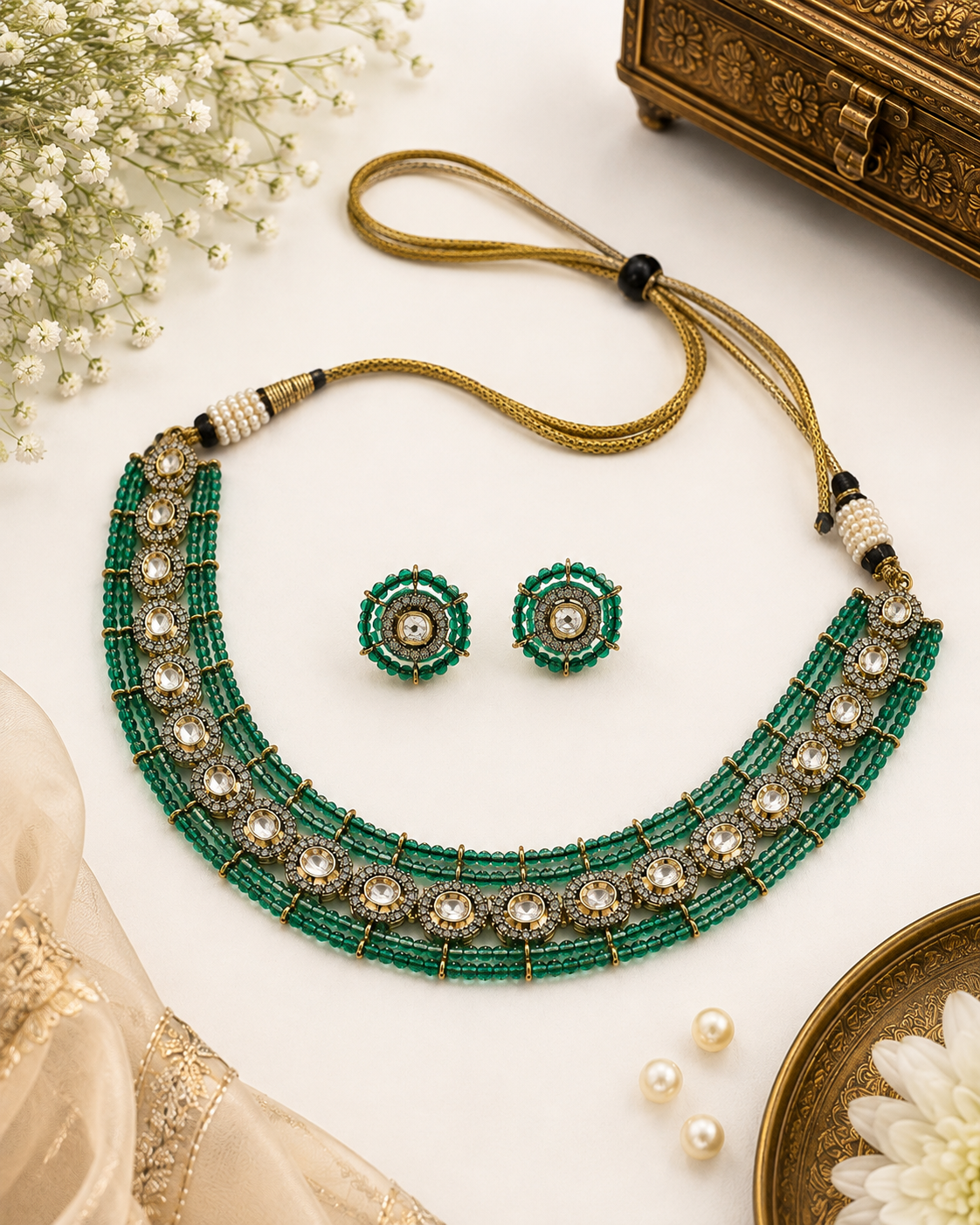 Green Crystal Moissanite Necklace