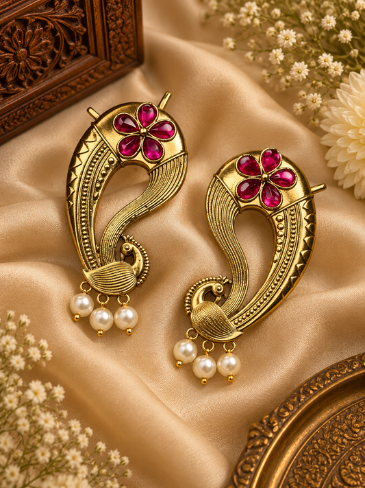 Pea-Cock Ear-Cuff