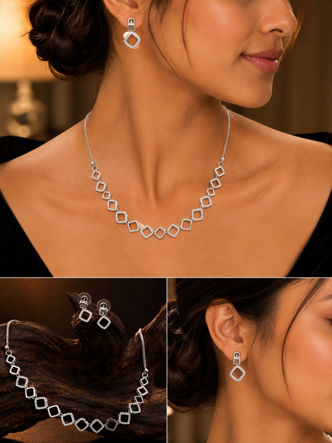 Luxury Silver Ad necklace set