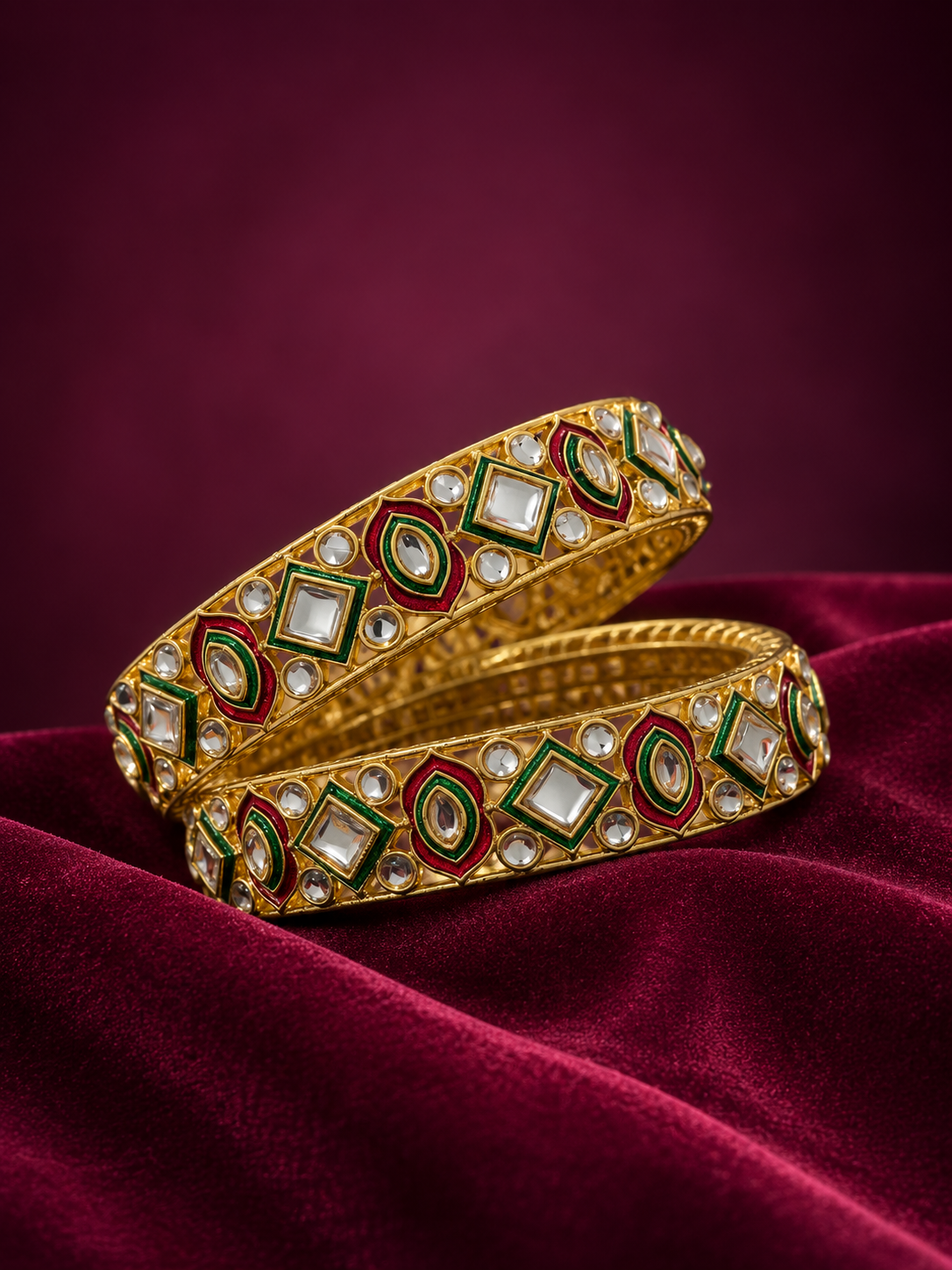 Royal polki kundan Bangles (set of 2 )