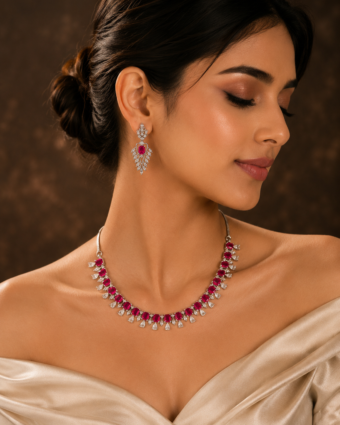 Luxury Ruby Ad Necklace Set