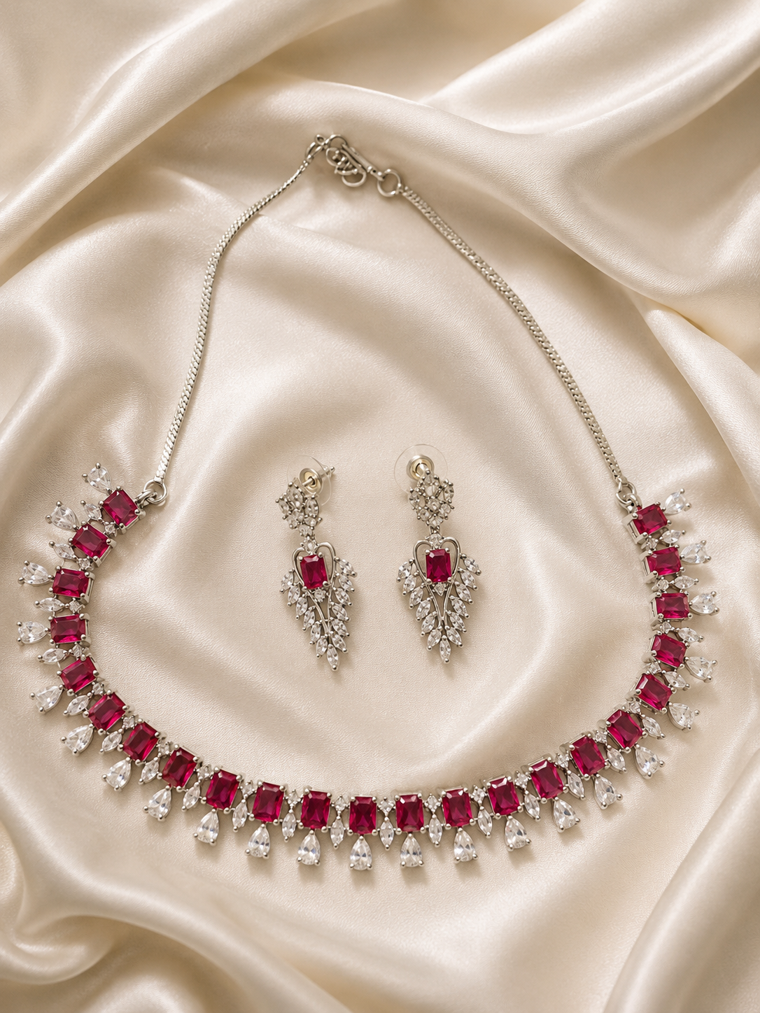 Luxury Ruby Ad Necklace Set