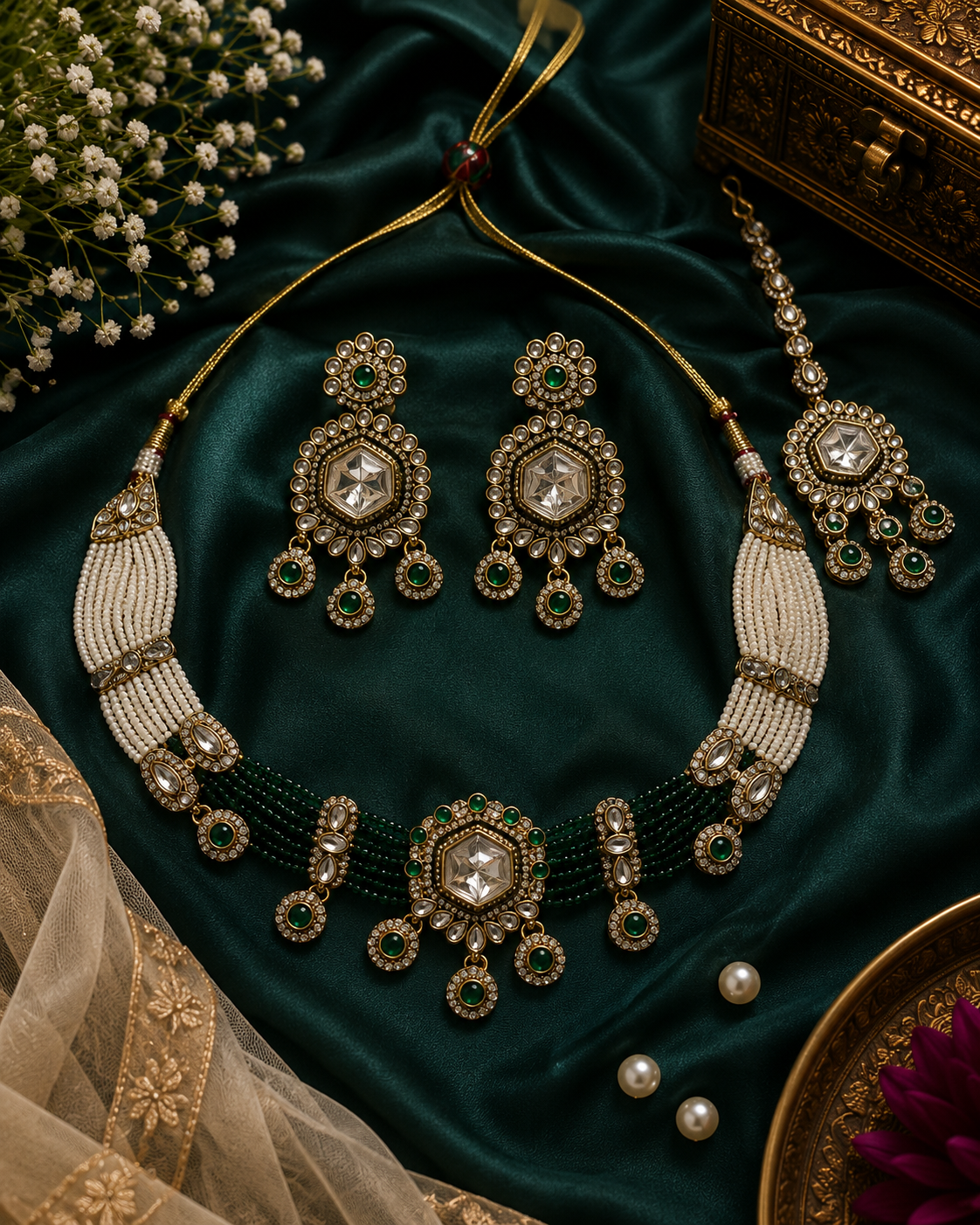 Green Stone Kundan Necklace