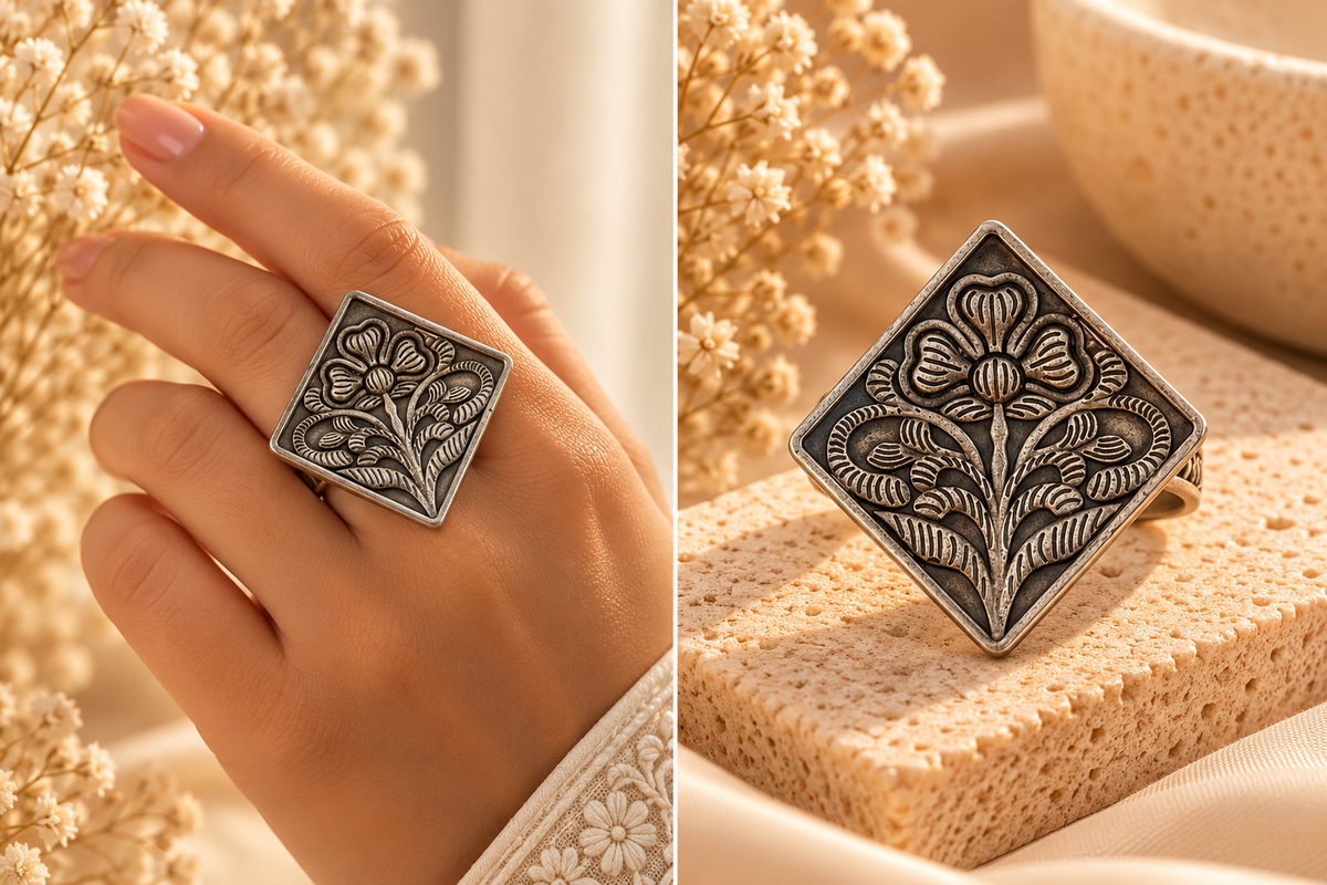 German Silver Oxidised Rings