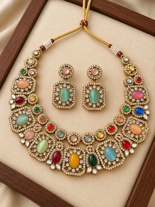Kavyika Sabyasachi Inspired Necklace With Earrings And Tika