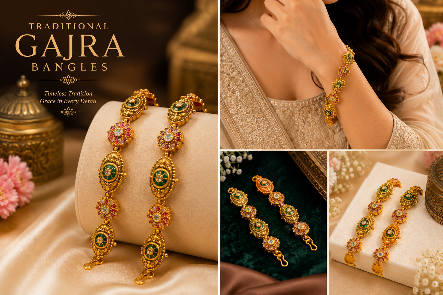Royal Antique Meenakari Gajra Bangle Set (Pair)