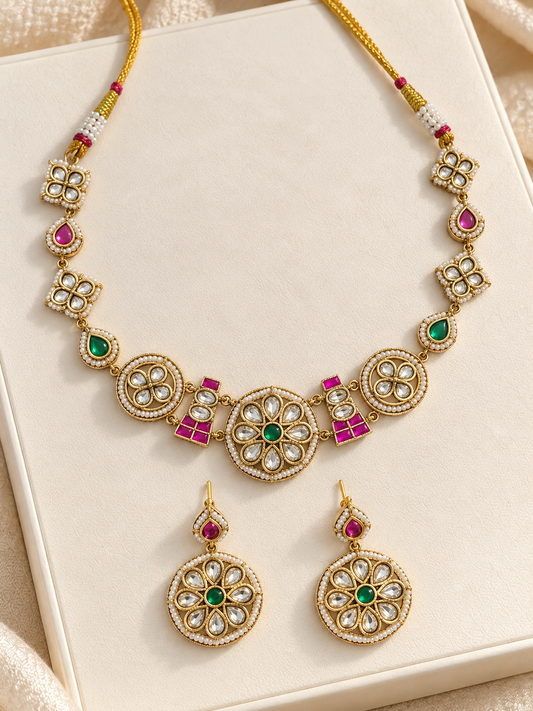 Premium Pachi kundan Necklace set