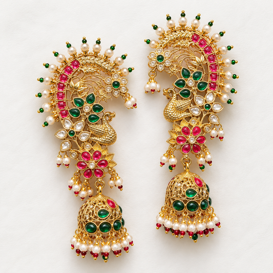 Premium Multi Peacock Ear-Cuffs
