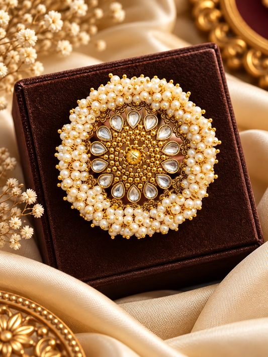 Royal Kundan Pearl Hair Accessory