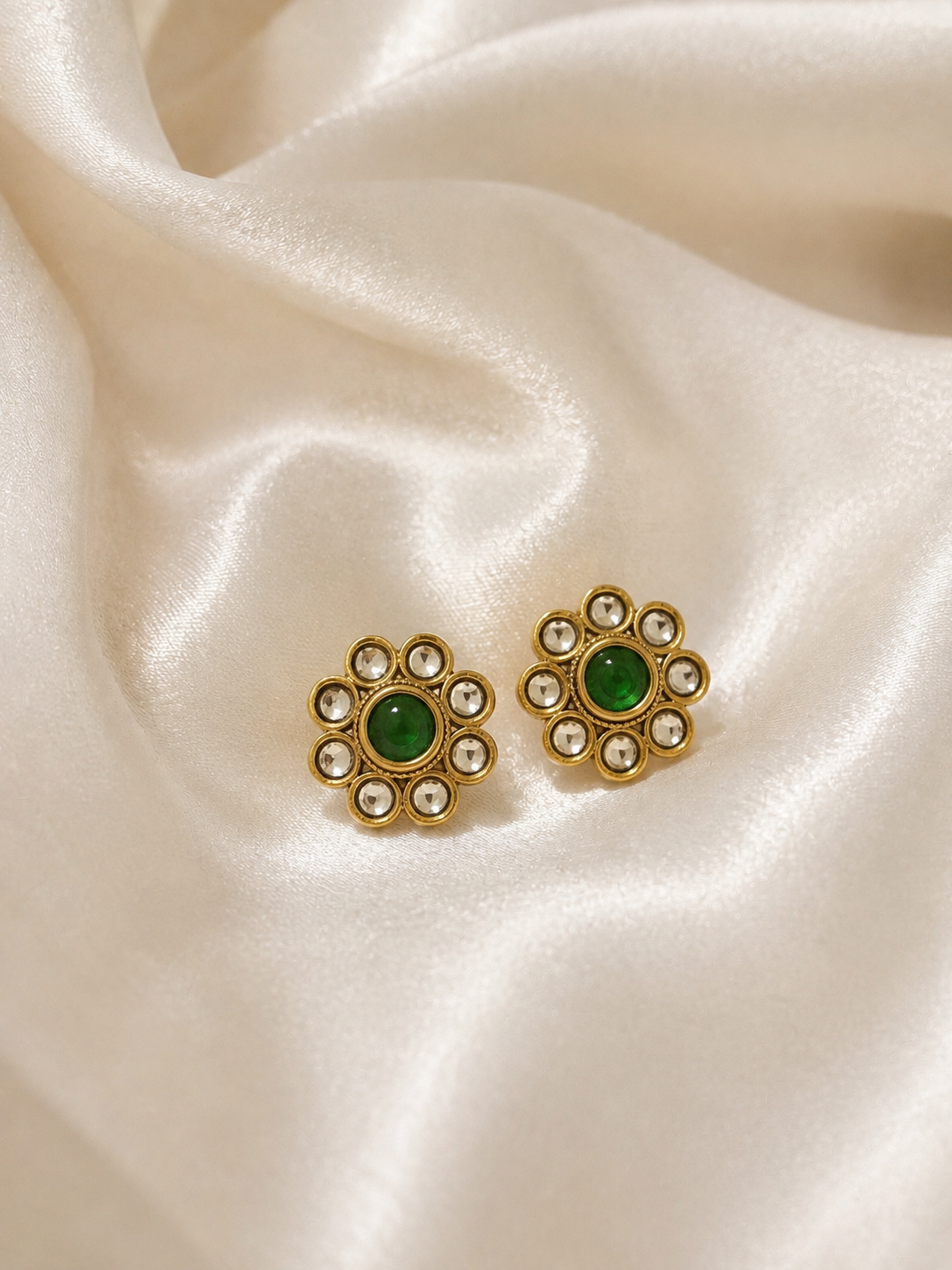 High Gold Green Studs