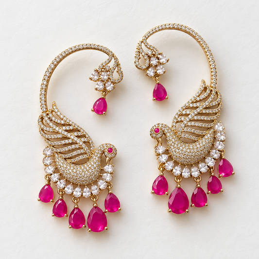 Royal Peacock Ruby Drop Earrings