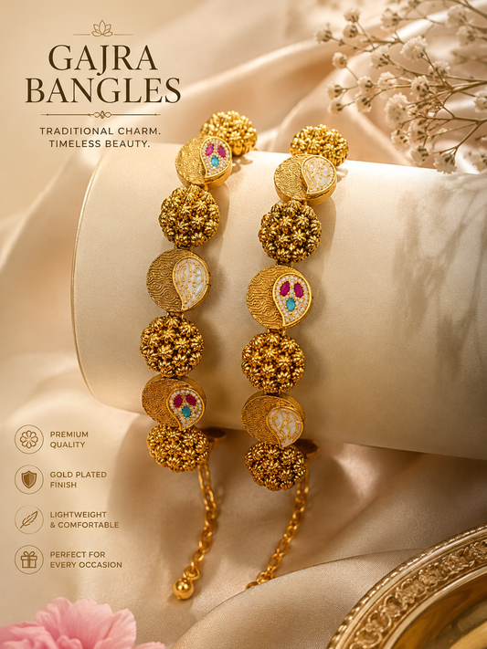 Royal Antique Meenakari Gajra Bangles {Pair}