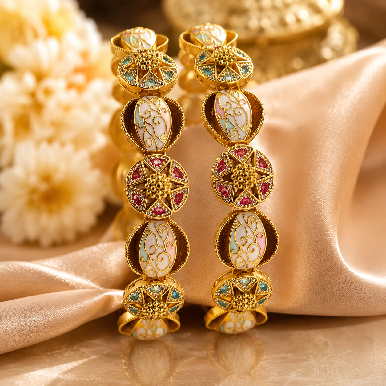 Royal Antique Meenakari Gajra Bangle (pair)