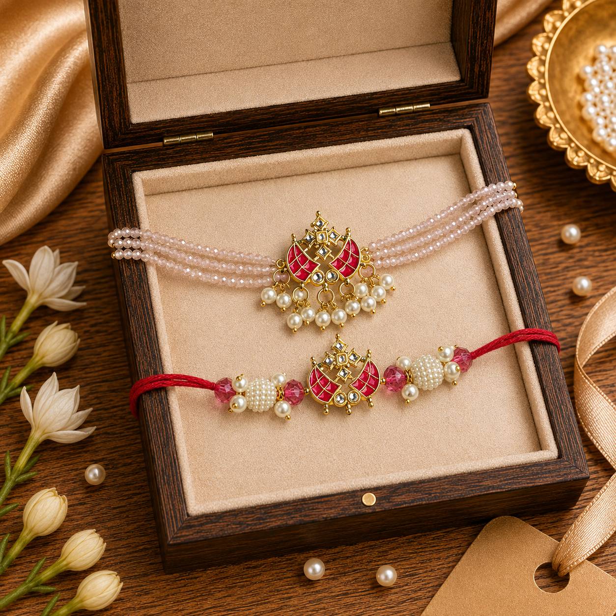 Crystal Kundan combo Rakhi