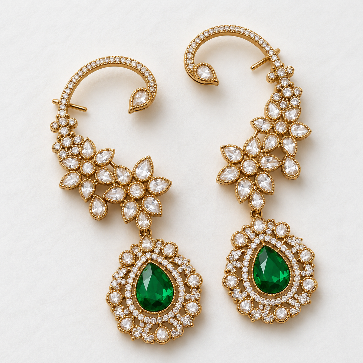 Emerald Royale Crystal Ear Cuffs
