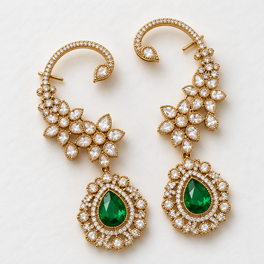 Emerald Royale Crystal Ear Cuffs