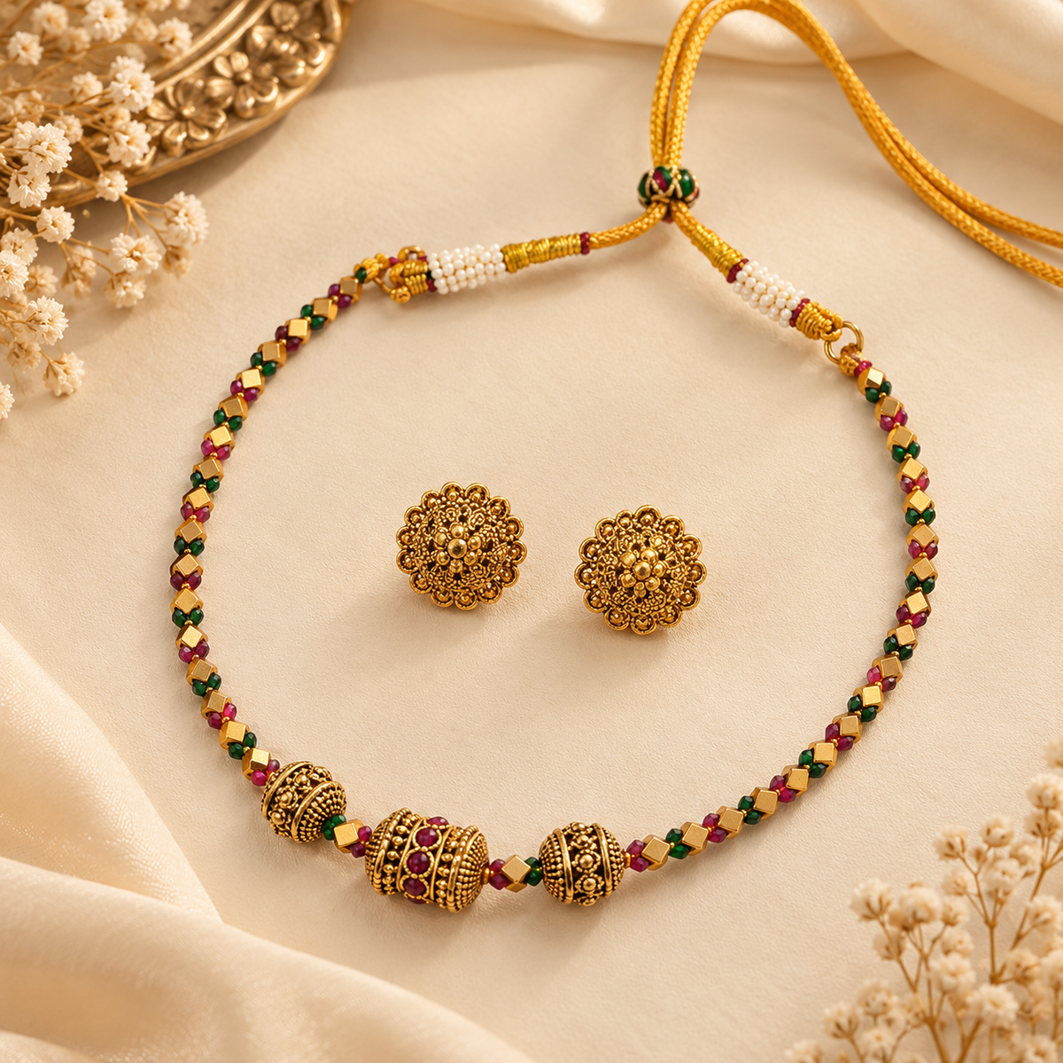 Ashtapailu Mutli Colour Kanthi With Studs