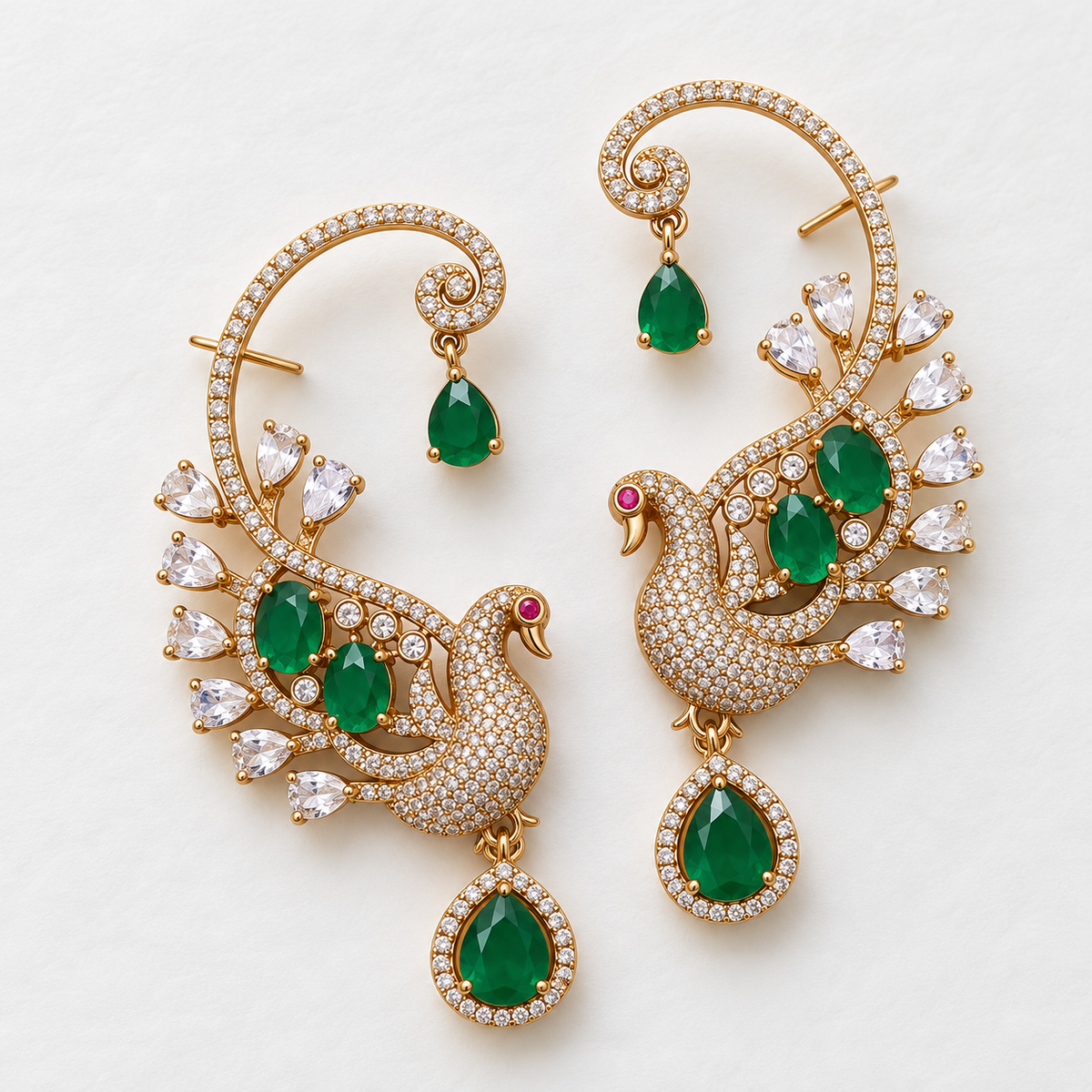 Royal Peacock Green Drop Earrings