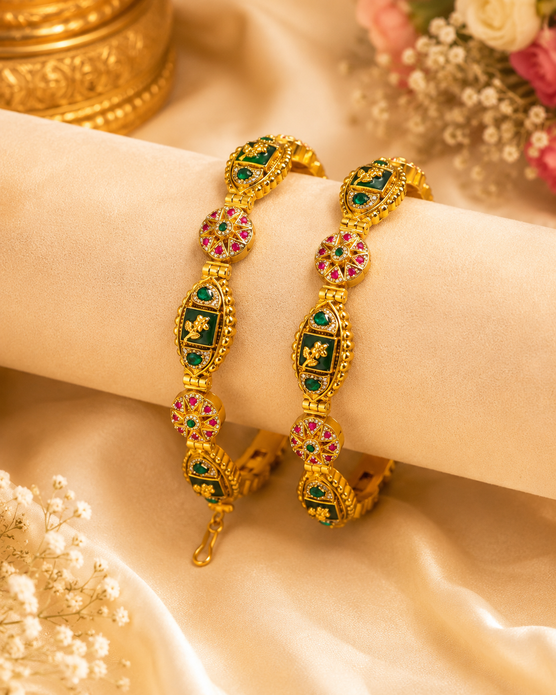 Royal Antique Meenakari Gajra Bangle Set (Pair)