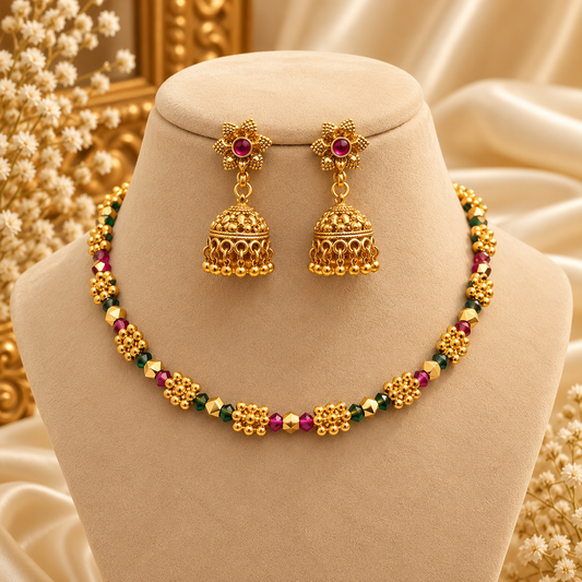 Ashtapailu Multi Kanthi Necklace With Studs