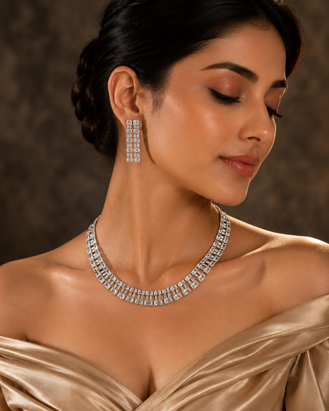 Luxury Silver Ad Necklace Set
