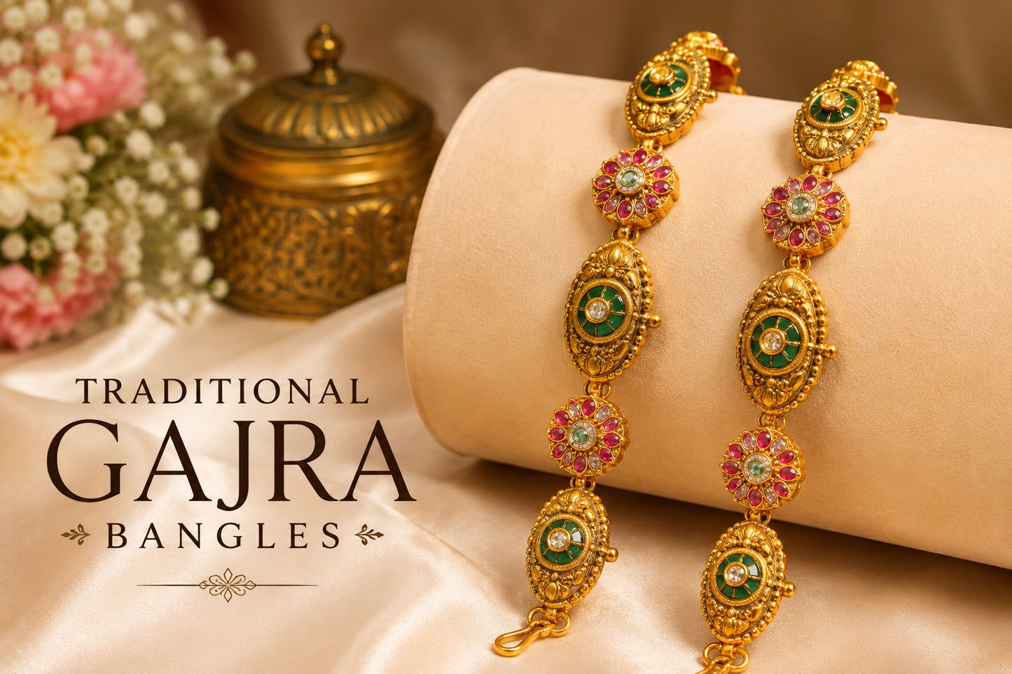 Royal Antique Meenakari Gajra Bangle Set (Pair)